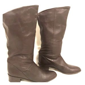Chocolate brown leather slouch boot